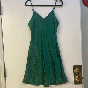 Green Satin Slip Dress
